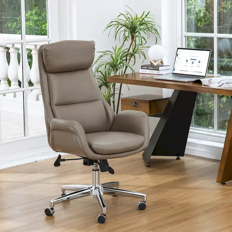 Modern High-Back Leatherette Adjustable Swivel Executive Office Chair by Glitzhome