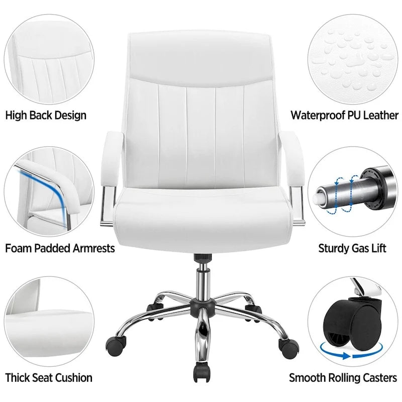 Yaheetech Contemporary PU Leather Executive Chair with High Back