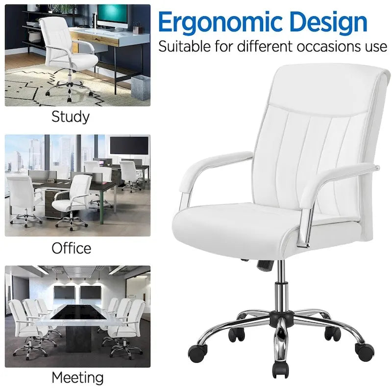 Yaheetech Contemporary PU Leather Executive Chair with High Back