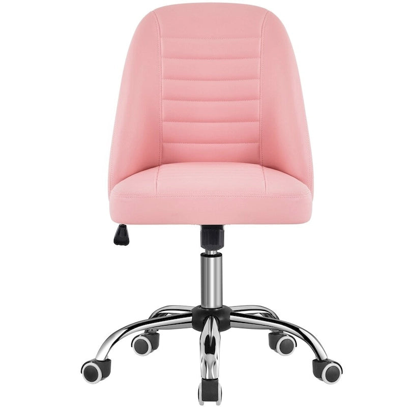Yaheetech Faux Leather Mid Back Desk Chair Modern Tufted Armless Office Chair - N/A