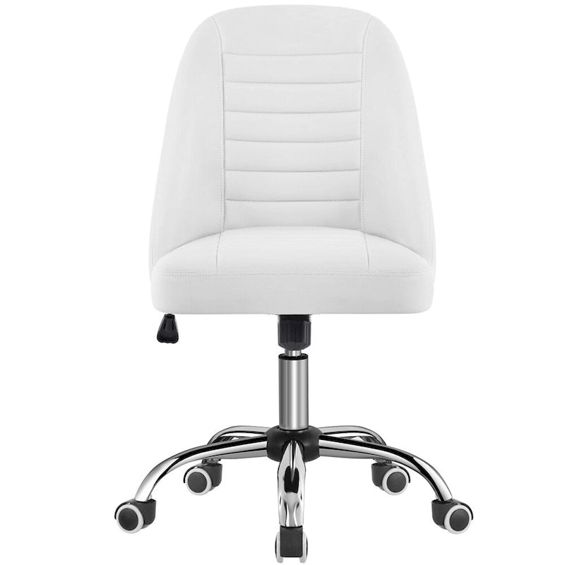Yaheetech Faux Leather Mid Back Desk Chair Modern Tufted Armless Office Chair - N/A