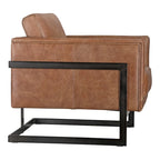 Aurelle Home Industrial Cappuccino Leather and Iron Club Chair
