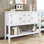 Vintage Console Table with Four Small Drawers and Bottom Shelf
