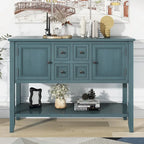 Vintage Console Table with Four Small Drawers and Bottom Shelf