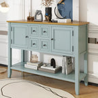Vintage Console Table with Four Small Drawers and Bottom Shelf