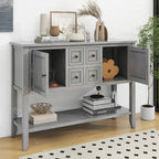 Vintage Console Table with Four Small Drawers and Bottom Shelf