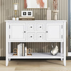 Vintage Console Table with Four Small Drawers and Bottom Shelf