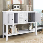 Vintage Console Table with Four Small Drawers and Bottom Shelf