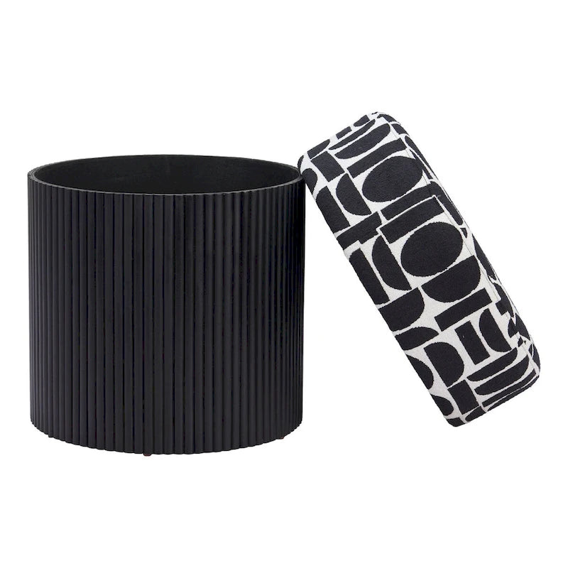 Boto Storage Ottoman Black & White