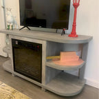 48 Modern Light Gray Fireplace TV Stands Console Table with Open Storage Shelves