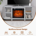 48 Modern Light Gray Fireplace TV Stands Console Table with Open Storage Shelves