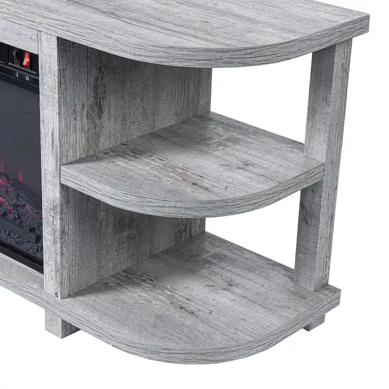 48 Modern Light Gray Fireplace TV Stands Console Table with Open Storage Shelves