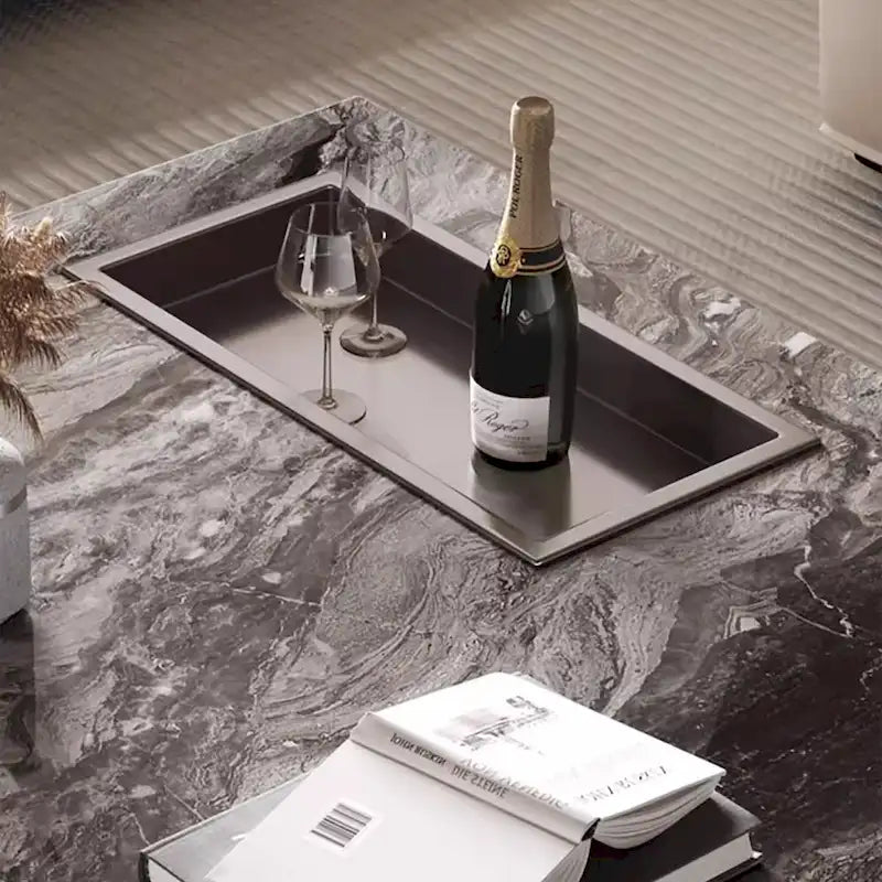 Modern 42 Faux Marble Square Coffee TableGlossy Sintered Stone Tabletop