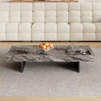 Modern 42 Faux Marble Square Coffee TableGlossy Sintered Stone Tabletop