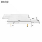 Exquisite High Gloss Coffee Table with 4 Golden Legs and 2 Small Drawers, 2-Tier Square Center Table for Living Room