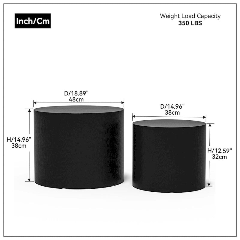 Veneer side table coffee table set of 2
