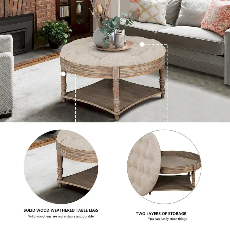 Large Round Ottoman Coffee Table