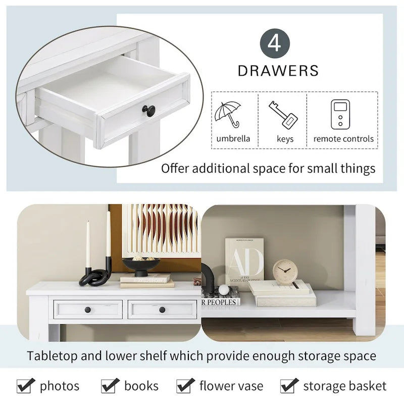 Nestfair Entryway Console Table Sofa Table with Storage Drawers and Bottom Shelf
