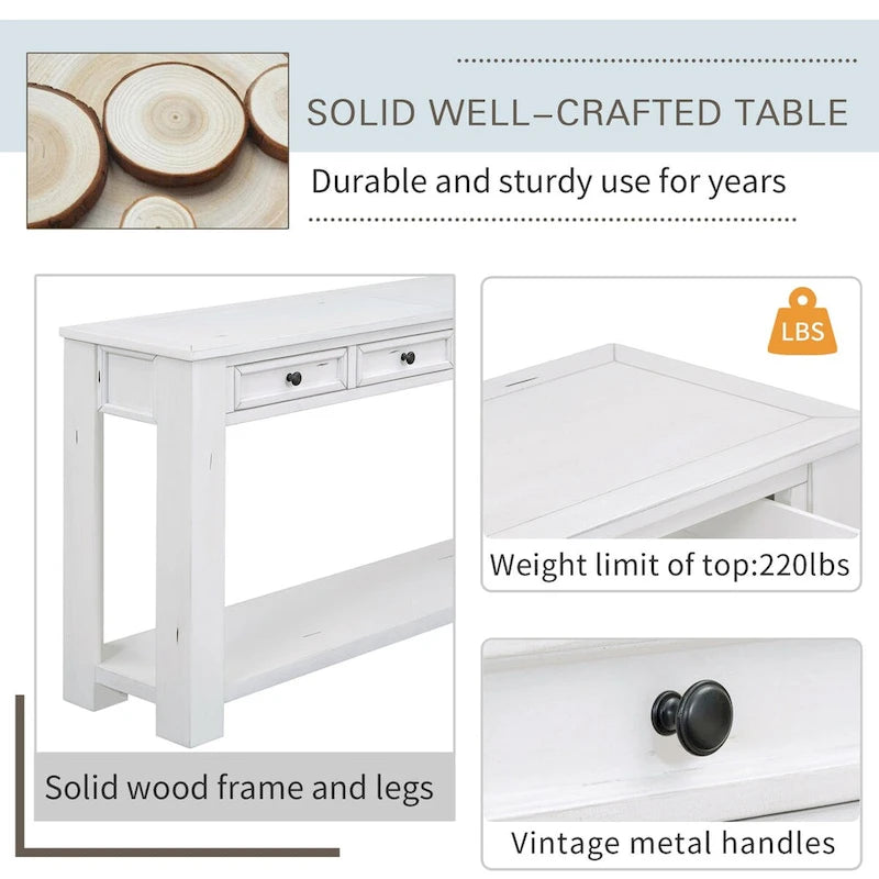 Nestfair Entryway Console Table Sofa Table with Storage Drawers and Bottom Shelf