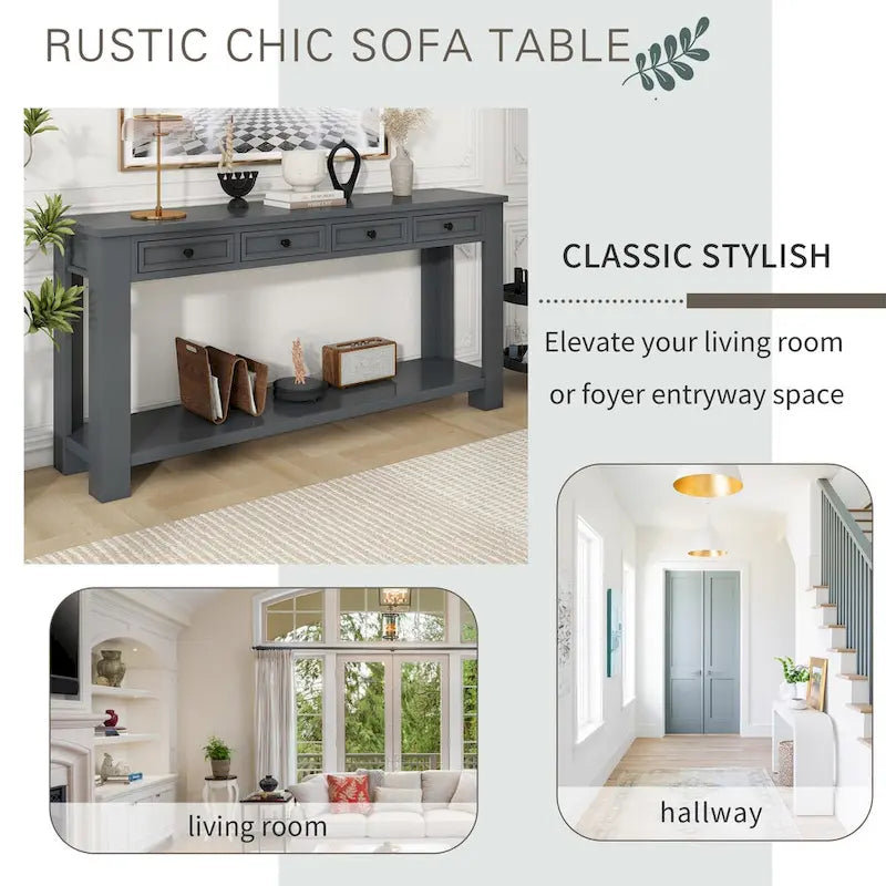 Nestfair Entryway Console Table Sofa Table with Storage Drawers and Bottom Shelf