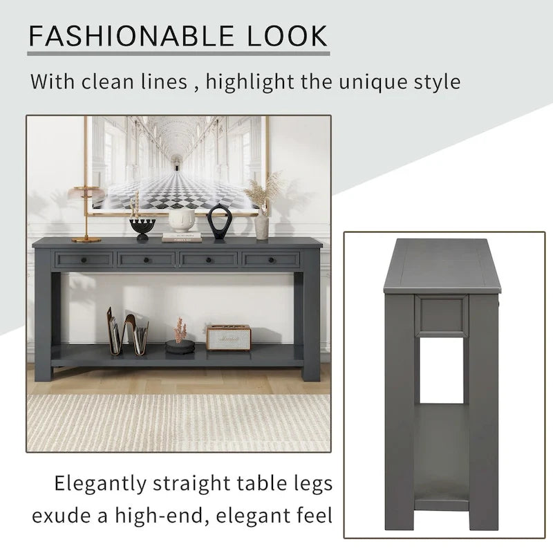 Nestfair Entryway Console Table Sofa Table with Storage Drawers and Bottom Shelf