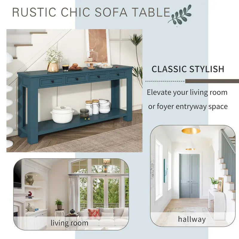 Nestfair Entryway Console Table Sofa Table with Storage Drawers and Bottom Shelf