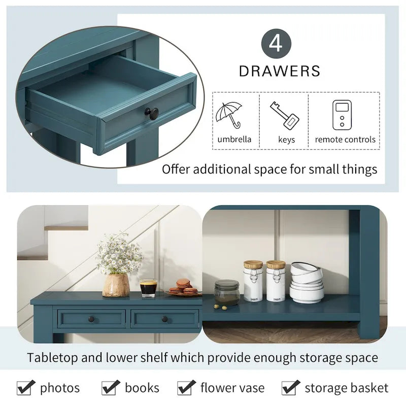 Nestfair Entryway Console Table Sofa Table with Storage Drawers and Bottom Shelf