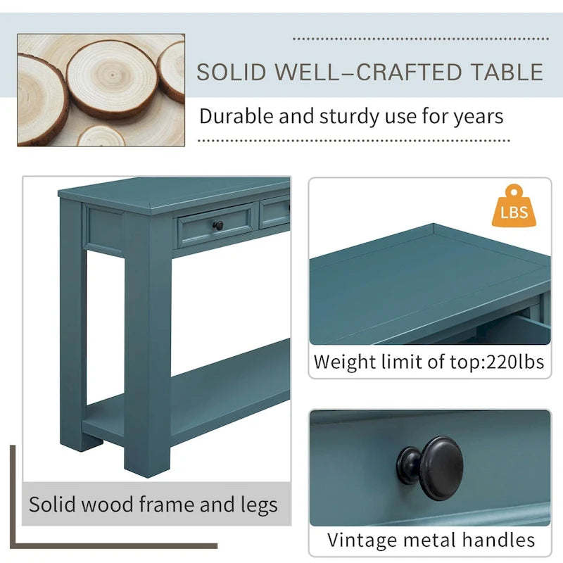 Nestfair Entryway Console Table Sofa Table with Storage Drawers and Bottom Shelf