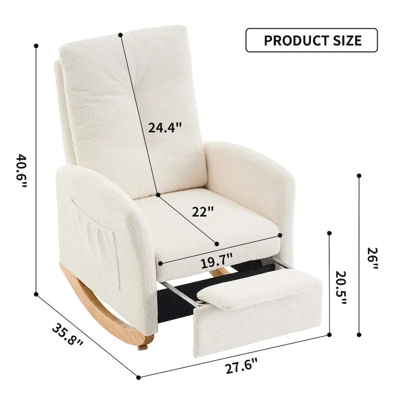 Accent Rocking Chair with Footrest High Back