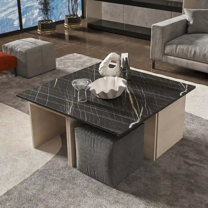 Manhattan Comfort Haley Mid-Century Modern Nested Coffee Table