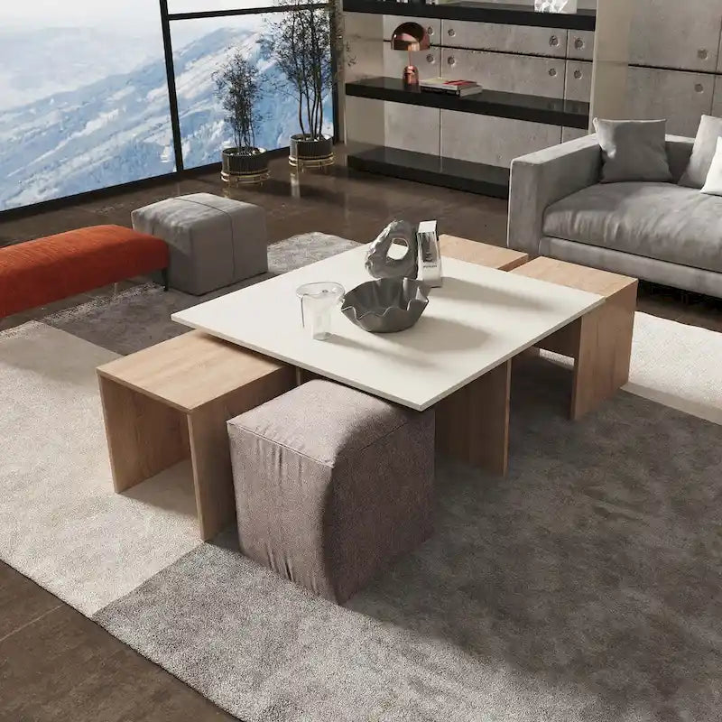 Manhattan Comfort Haley Mid-Century Modern Nested Coffee Table