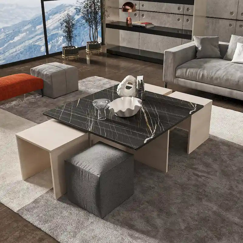 Manhattan Comfort Haley Mid-Century Modern Nested Coffee Table