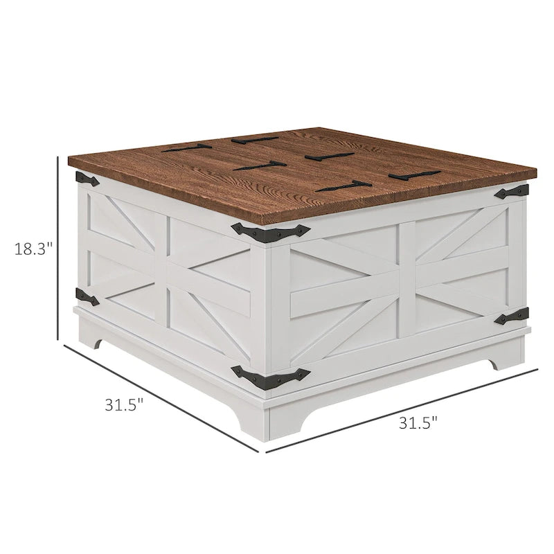 Farmhouse Coffee Table with Storage for Living Room
