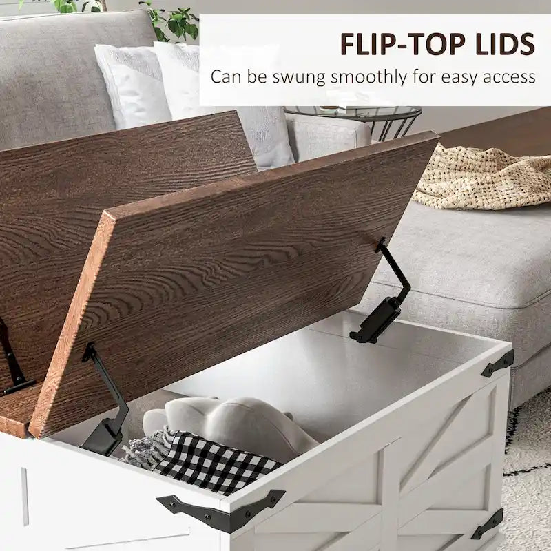 Farmhouse Coffee Table with Storage for Living Room