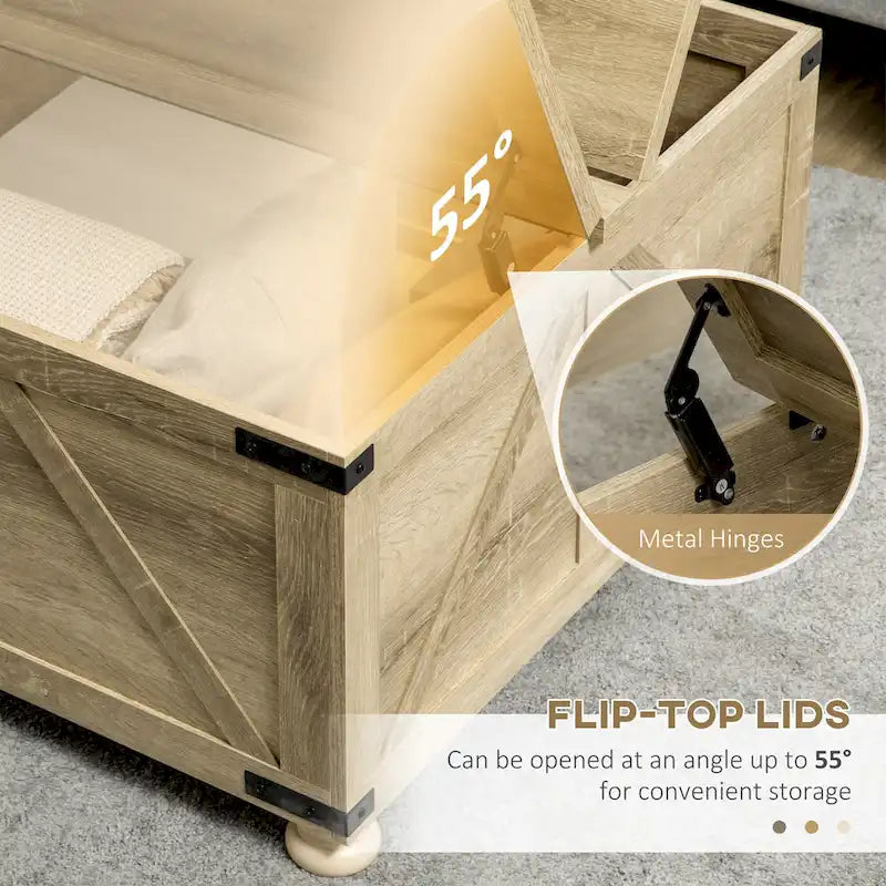Farmhouse Coffee Table with Storage for Living Room