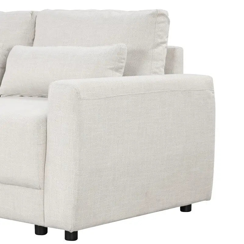 92.9W L-shaped Modular Sectional Sofa with Cushions and 3 Pillows