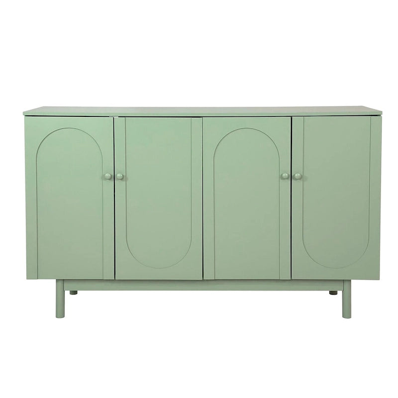 Stylish and Functional 4-Door Intaglio Storage Cabinet with Pine Legs, Solid Wood Pulls and MDF, for Living Room