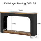 55 Inches Console Sofa Table Wood Entryway Table with LED Lights