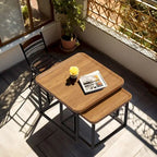 Square Nesting Coffee Table Wood Metal Stacking Side Table - 22x22x18