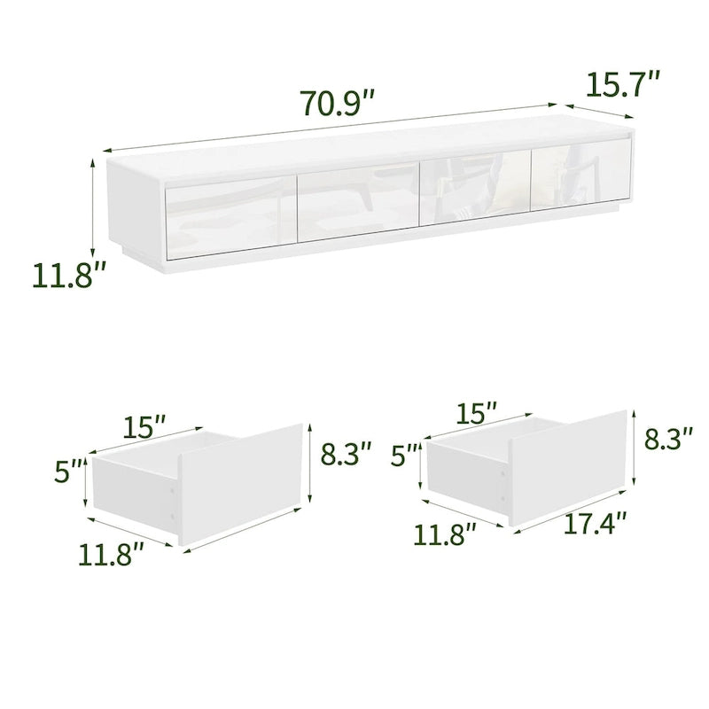 Illuminated White High Gloss Television Entertainment Center Console