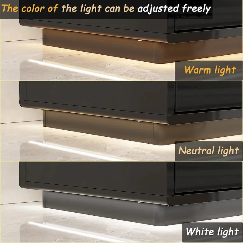 Illuminated White High Gloss Television Entertainment Center Console