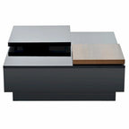 Modern Square Wood Coffee Table with Movable Top and 4 Hidden Storage Drawers