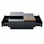 Modern Square Wood Coffee Table with Movable Top and 4 Hidden Storage Drawers