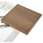 Modern Square Wood Coffee Table with Movable Top and 4 Hidden Storage Drawers