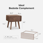 Mopio Ensley Night Stand, Side Table, End Table, Mid Century Modern Nightstand, Bedside Tables, Small Nightstand with Drawers