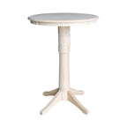 30 Round Top Pedestal Bar Height Table with 2 Madrid Stools - Unfinished - 3 Piece Set