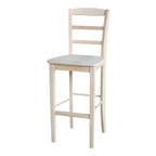 30 Round Top Pedestal Bar Height Table with 2 Madrid Stools - Unfinished - 3 Piece Set