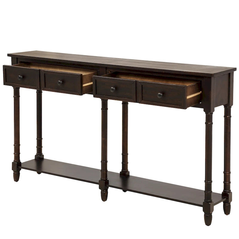 Console Table Sofa Table Easy Assembly with Two Storage Drawers and Bottom Shelf for Living Room, Entryway