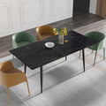 79 Mid-Century Rectangle Marble Dining Table Set for 6-8