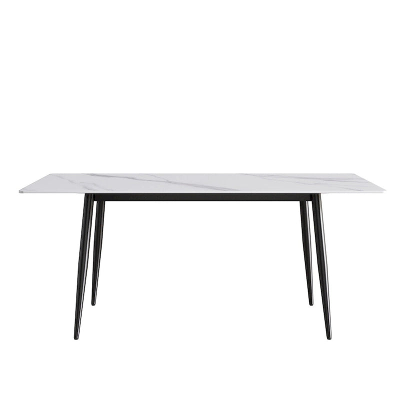 79 Mid-Century Rectangle Marble Dining Table Set for 6-8